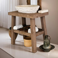 Rustikale Badezimmerwaschtische - Handgefertigter schmaler Waschtisch aus Live Edge-Holz