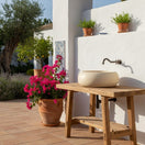 Switch Hand-Carved Round Travertine Vessel Sink – Classic Circular Natural Stone Basin 2 image