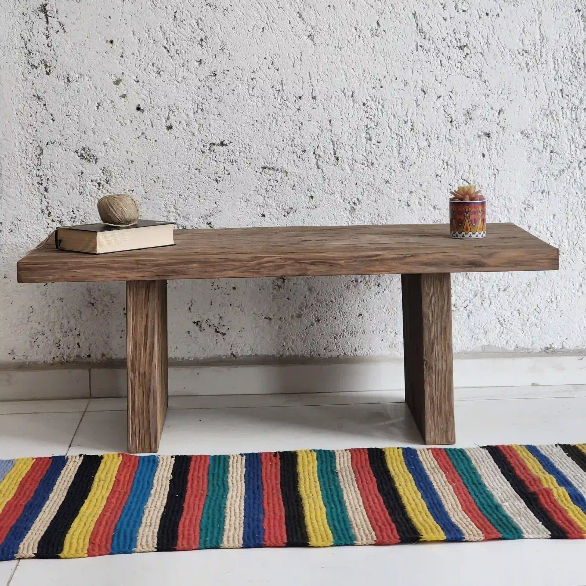Rustic Coffee Table - Live edge solid brown top unique wooden
