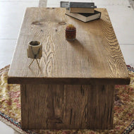 Rustic Coffee Table - Live edge solid brown top unique wooden