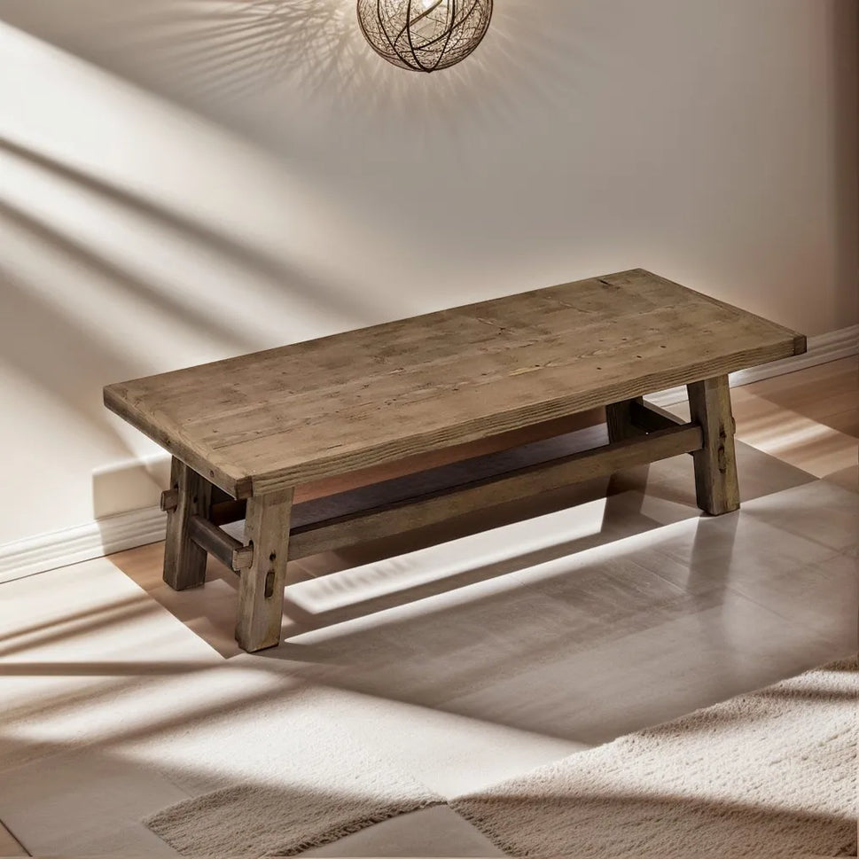 Rustic Coffee Table - Live edge solid brown top unique wooden