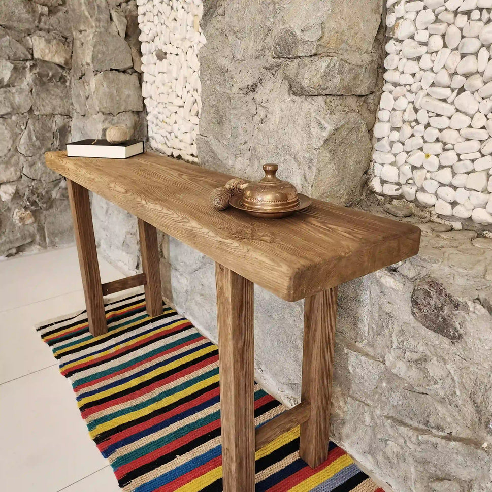 Rustic Entryway Wooden Console Table - Live Edge Wood Dresser