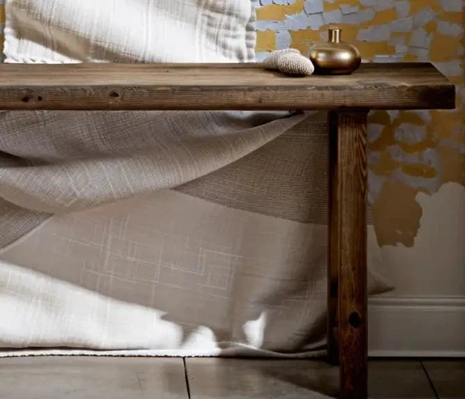 Rustic Entryway Wooden Console Table - Live Edge Wood Bench