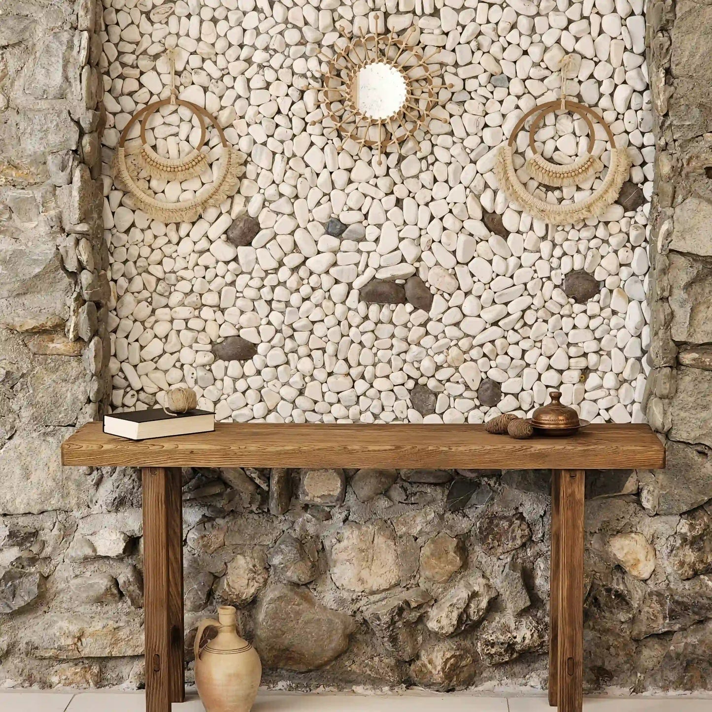 Rustic Entryway Wooden Console Table - Live Edge Wood Bench