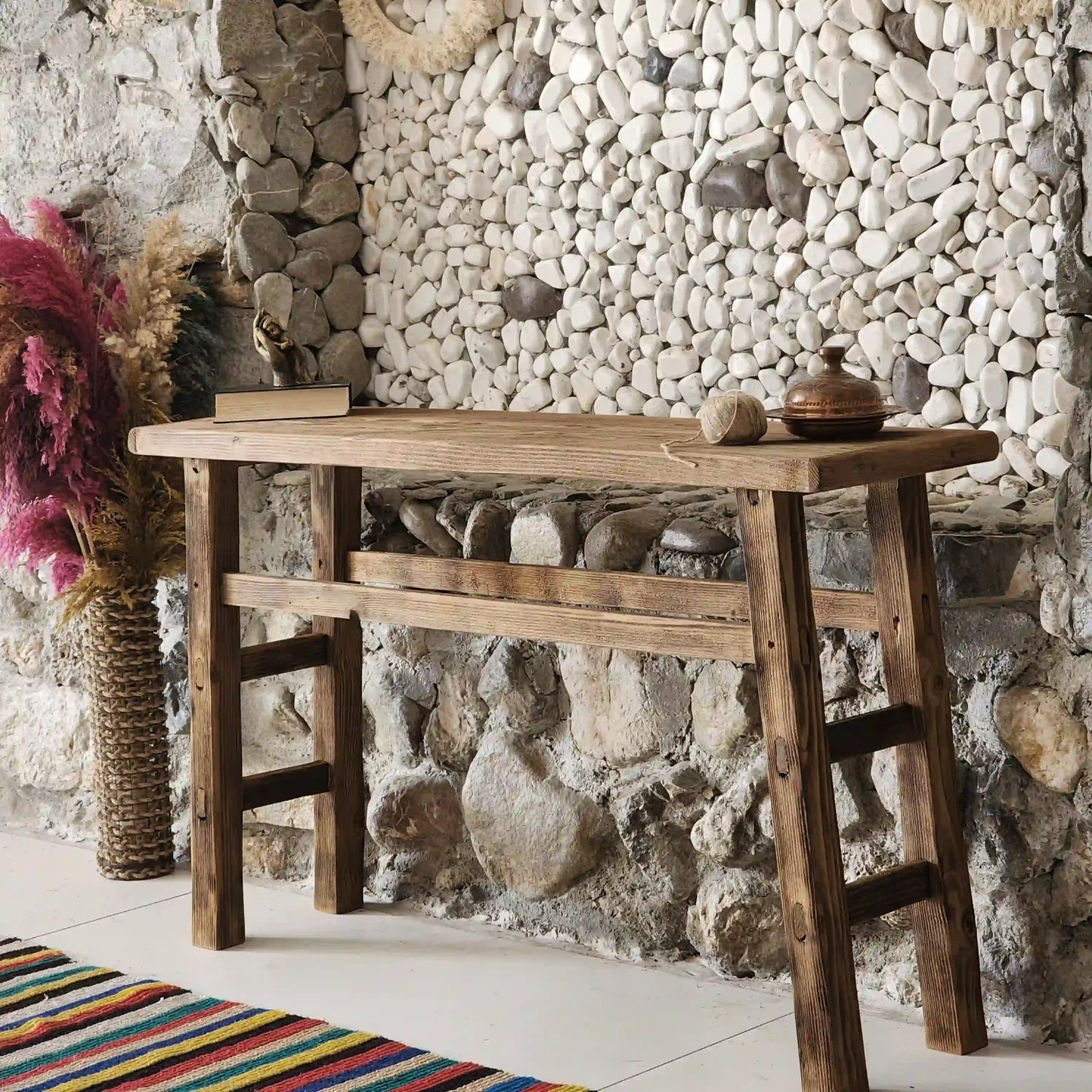 Rustic Entryway Wooden Console Table - Live Edge Wood Dresser
