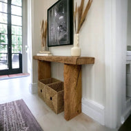 Rustic Entryway Wooden Console Table - Live Edge Wood Dresser