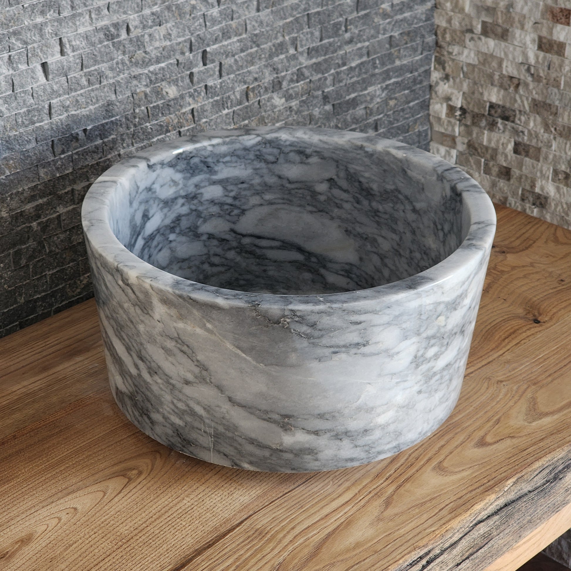 Norhew Statuesque Marble Basin - Deep Cylindrical Drum Design