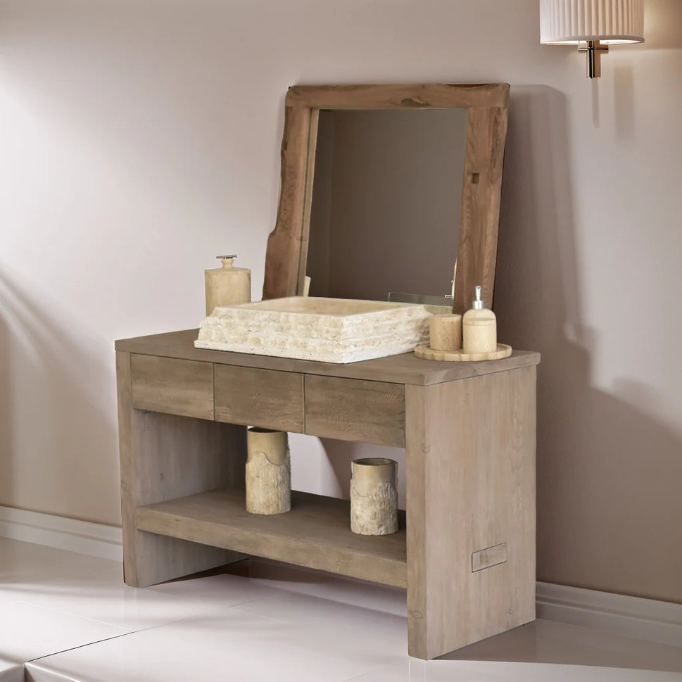 Rustic Bathroom Single or Double Sinks Vanity - Narrow Live Edge Wood