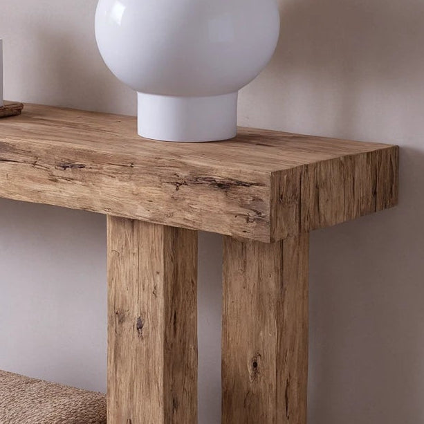 Rustic Entryway Wooden Console Table - Live Edge Wood Bench