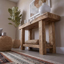 Switch Rustic Entryway Wooden Console Table - Live Edge Wood Bench 2 image