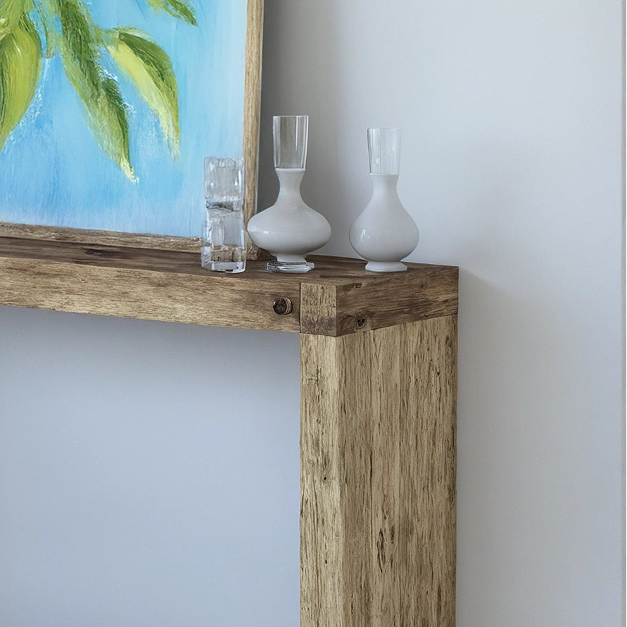 Rustic Entryway Wooden Console Table - Live Edge Wood Bench