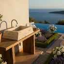 Switch Hand-Carved Chiseled Travertine Vessel Sink – Rectangular Rock-Face Natural Stone Basin 3 image