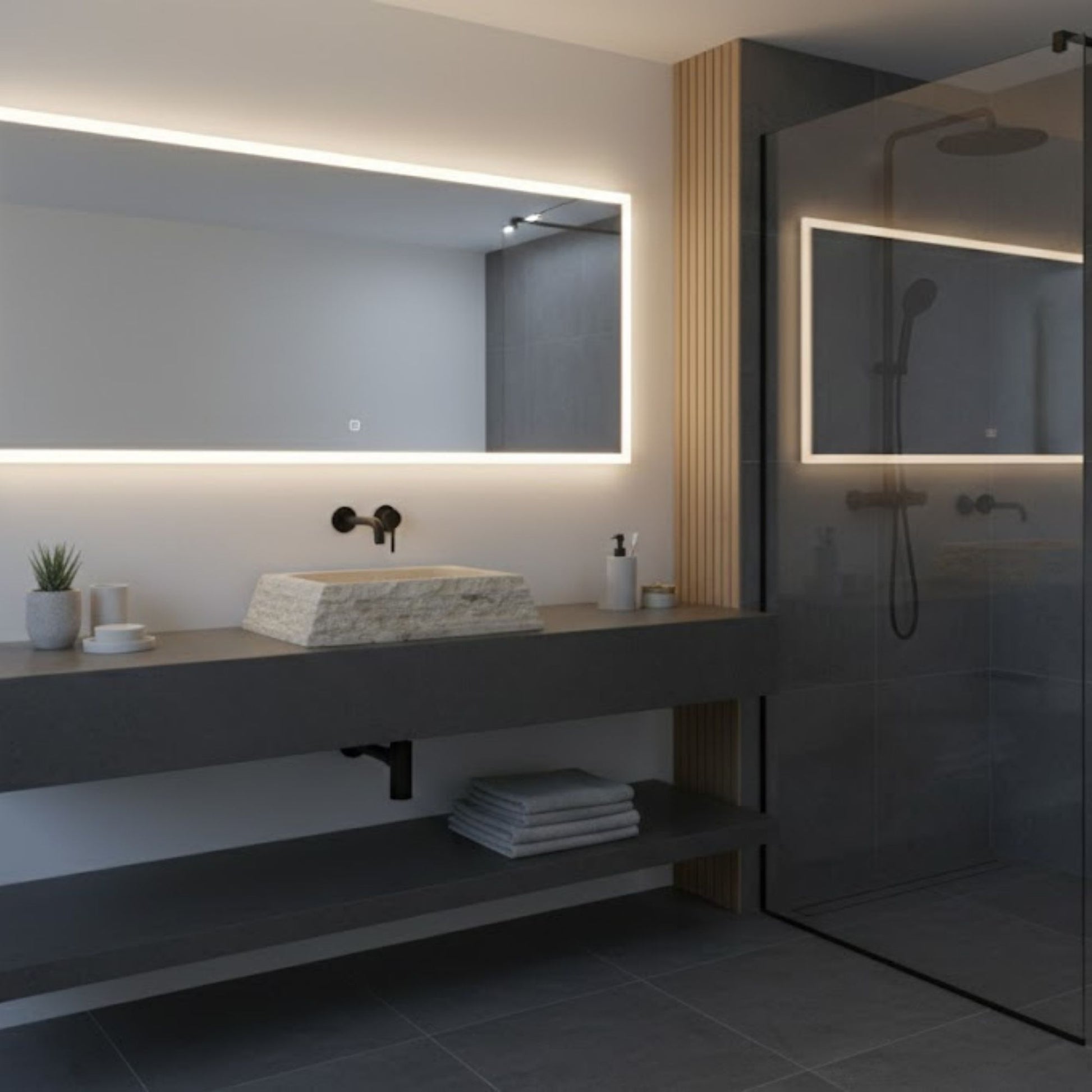 Hand-Carved Chiseled Travertine Vessel Sink – Rectangular Rock-Face Natural Stone Basin