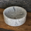 Switch Cylindrical White Marble Vessel Sink - Deep-Dish Monolithic Basin 3 image