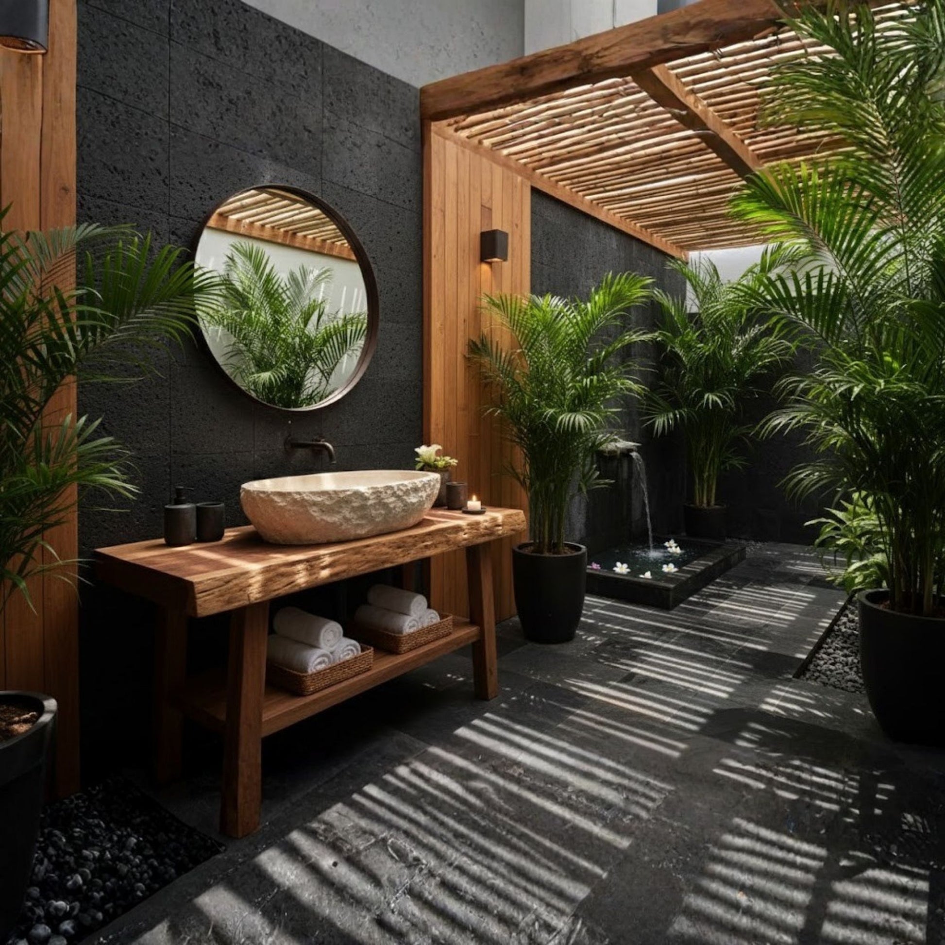 Hand-Carved Oval Travertine Vessel Sink – Honed Cream Natural Stone Basin