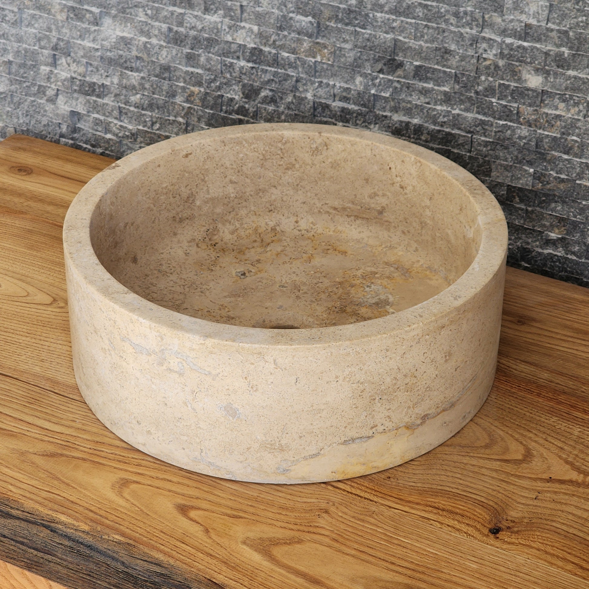 Travertine Vessel Sink - Split-Face Organic Stone Basin