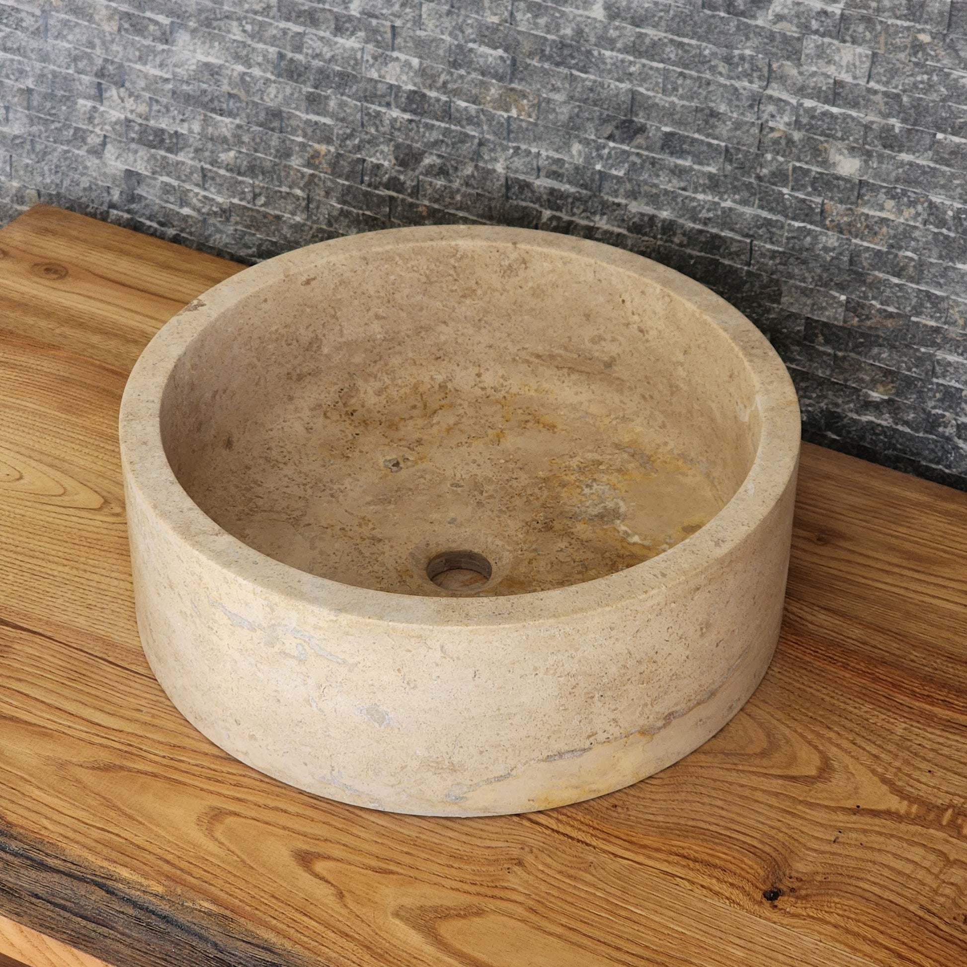 Travertine Vessel Sink - Split-Face Organic Stone Basin