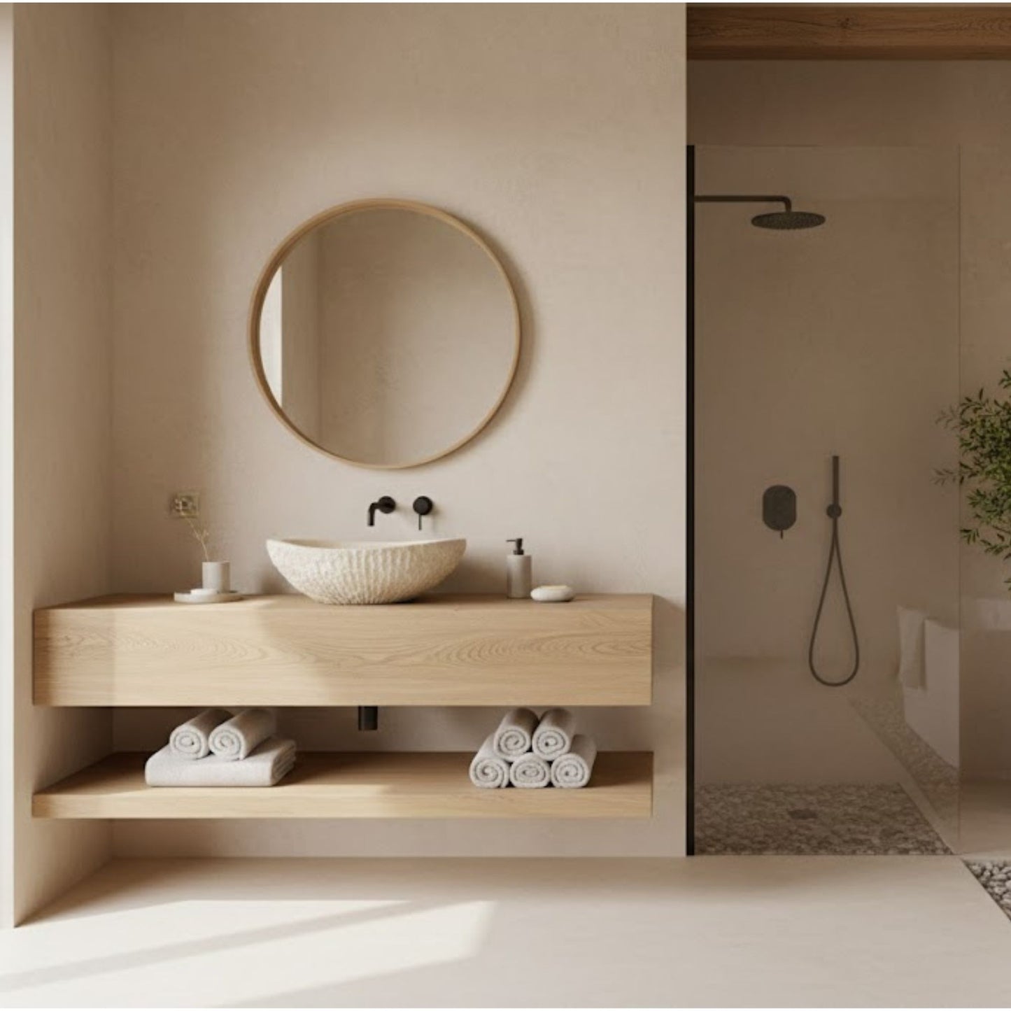 Hand-Carved Raw Chiseled Travertine Vessel Sink – Oval Organic Natural Stone Basin