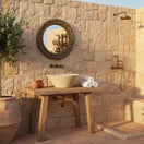 Switch Hand-Carved Round Marble Vessel Sink – Polished Beige Natural Stone Basin 2 image