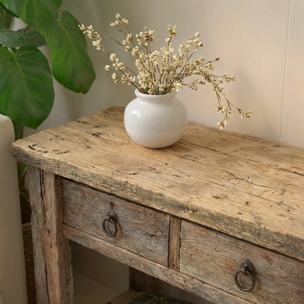 Rustic Entryway Wooden Console Table - Live Edge Wood Bench