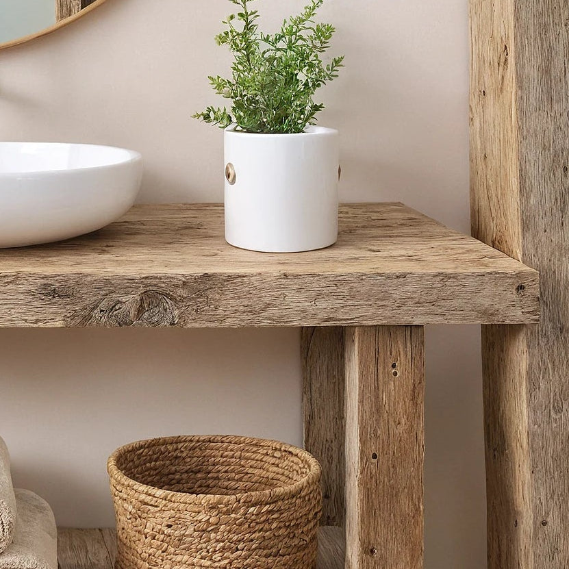 Rustic Bathroom Single or Double Sinks Vanity - Narrow Live Edge Wood