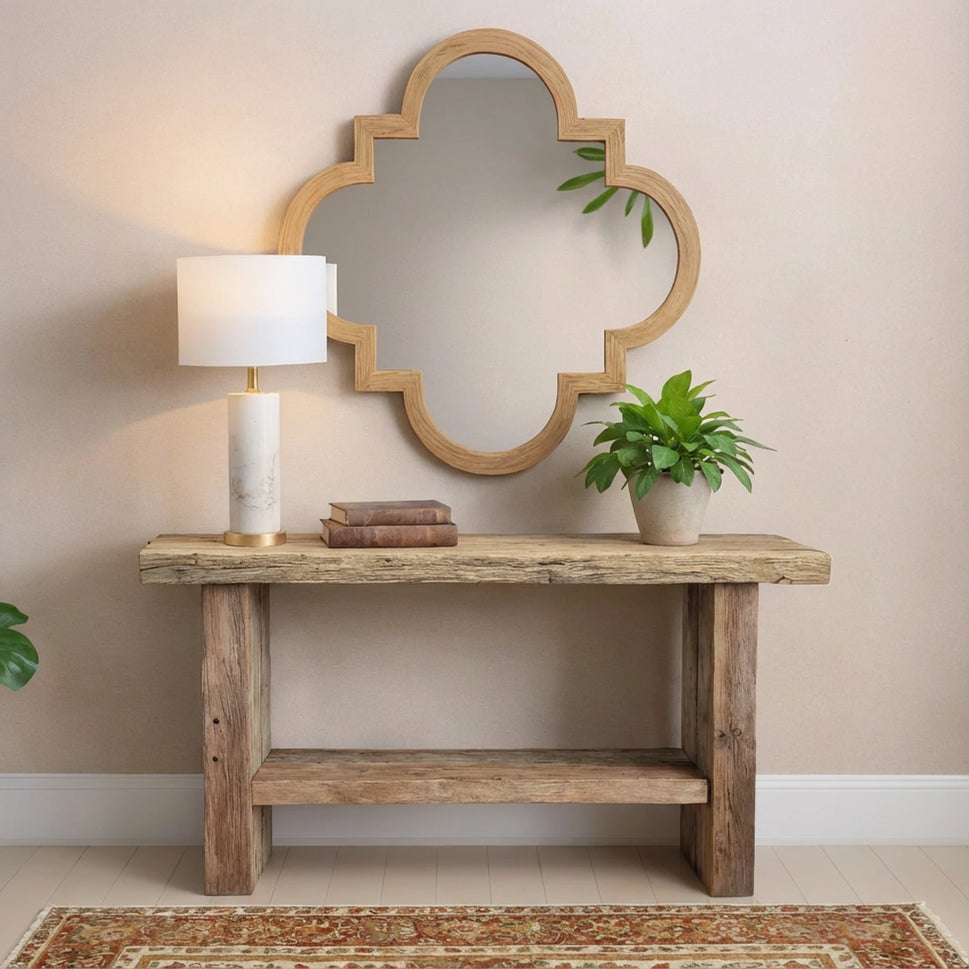 Rustic Entryway Wooden Console Table - Live Edge Wood Bench