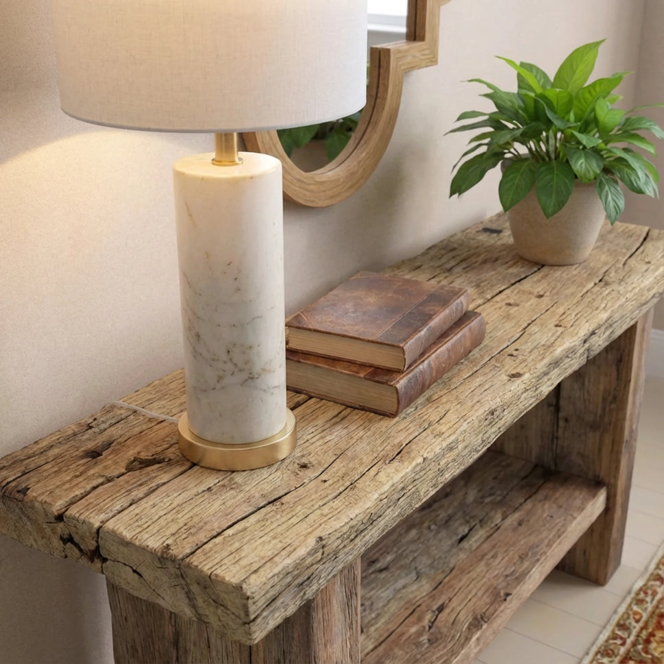 Rustic Entryway Wooden Console Table - Live Edge Wood Bench