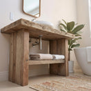Switch Rustic Bathroom Single or Double Sinks Vanity - Narrow Live Edge Wood 2 image