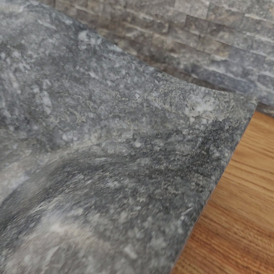 Natural Grey Marble Vessel Sink - Hand-Carved Organic Wave Design