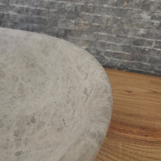 Norhew Grey Limestone Vessel Sink - Honed Oval Silhouette