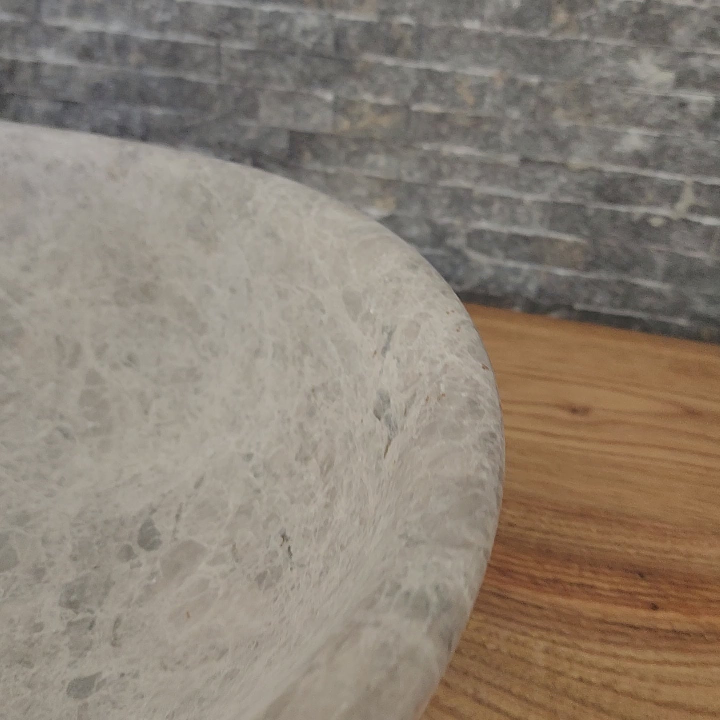 Norhew Grey Limestone Vessel Sink - Honed Oval Silhouette