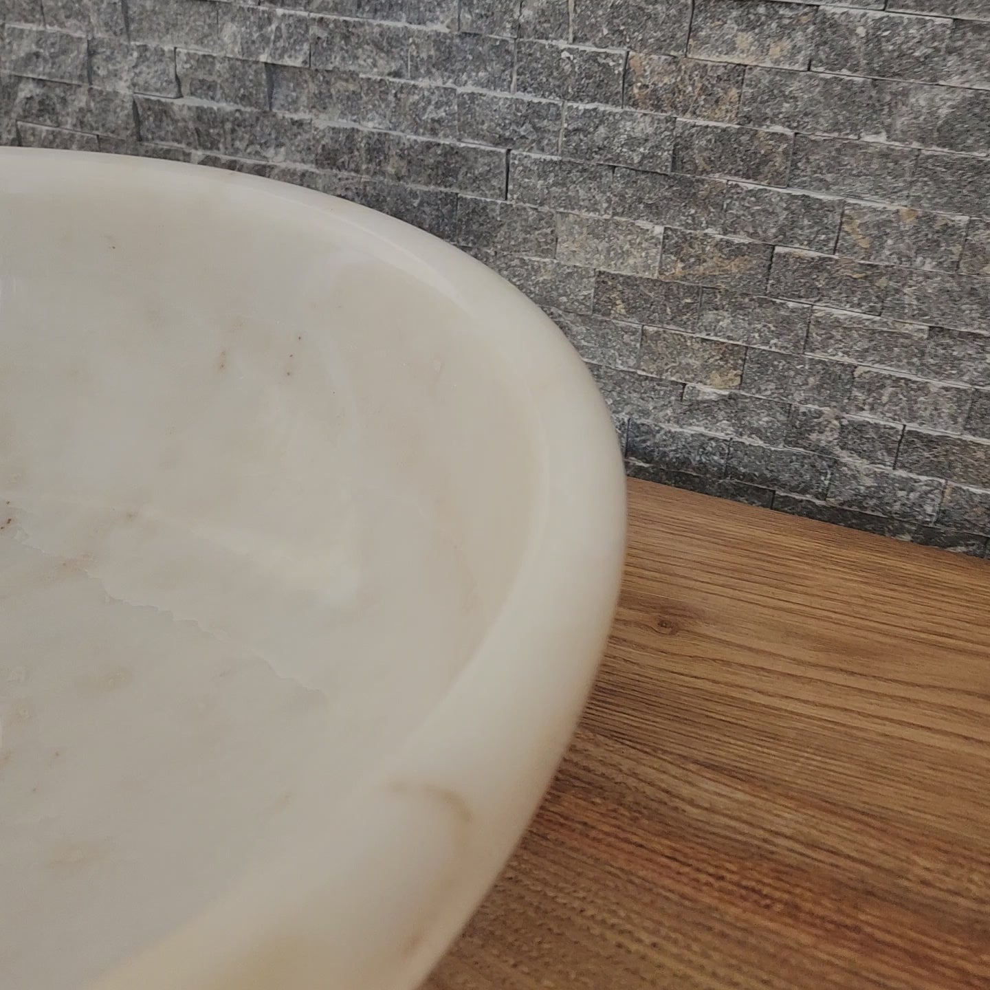 Solid White Marble Vessel Sink - Hand-Carved Natural Stone Basin
