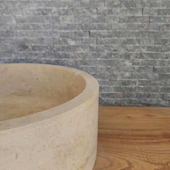 Travertine Vessel Sink - Split-Face Organic Stone Basin