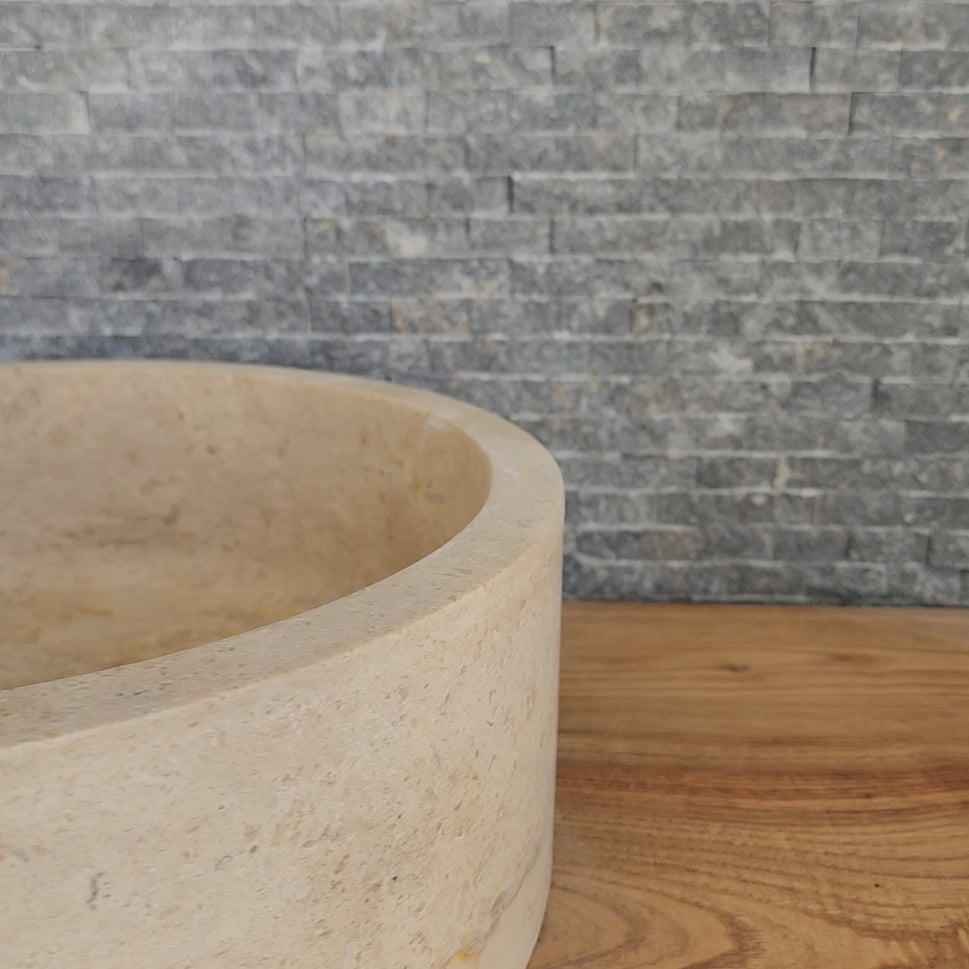 Travertine Vessel Sink - Split-Face Organic Stone Basin