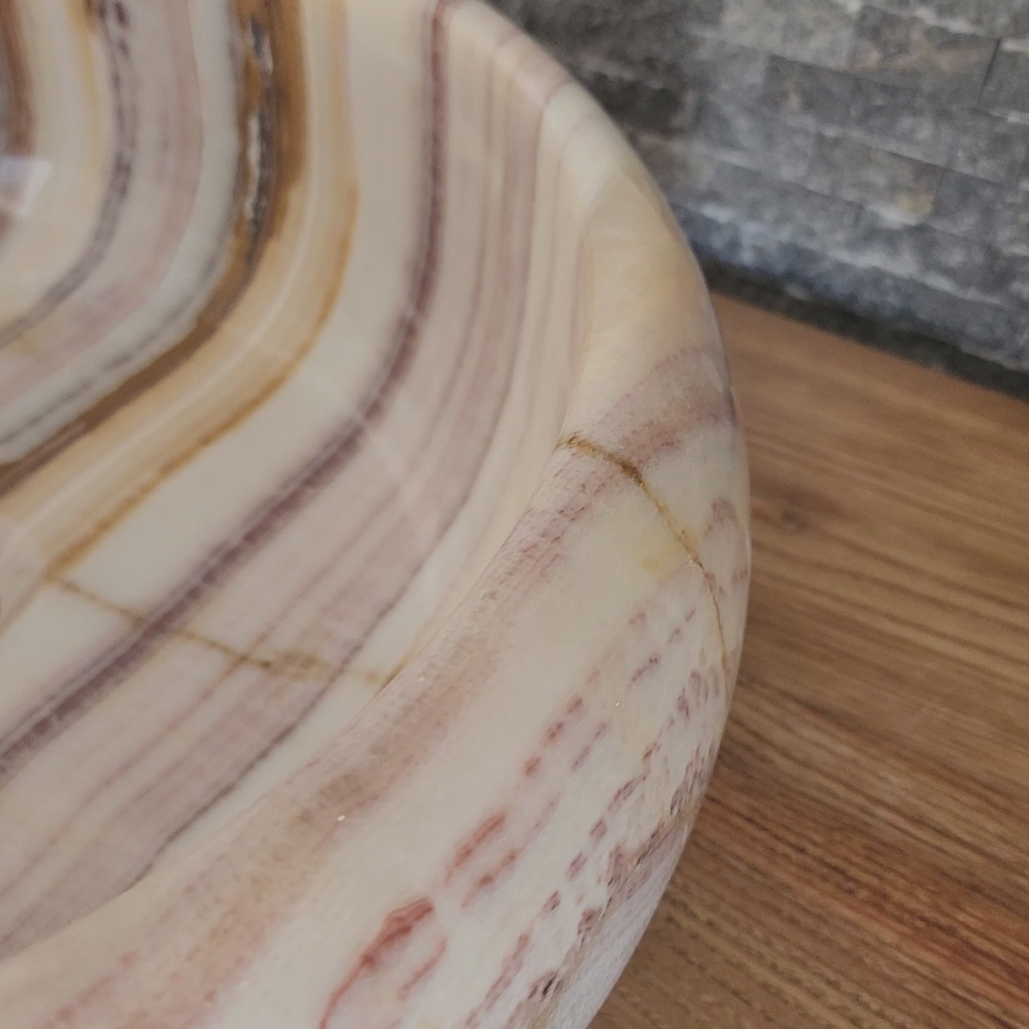 Exotic Striped Onyx Vessel Sink - Hand-Carved Translucent Stone Basin