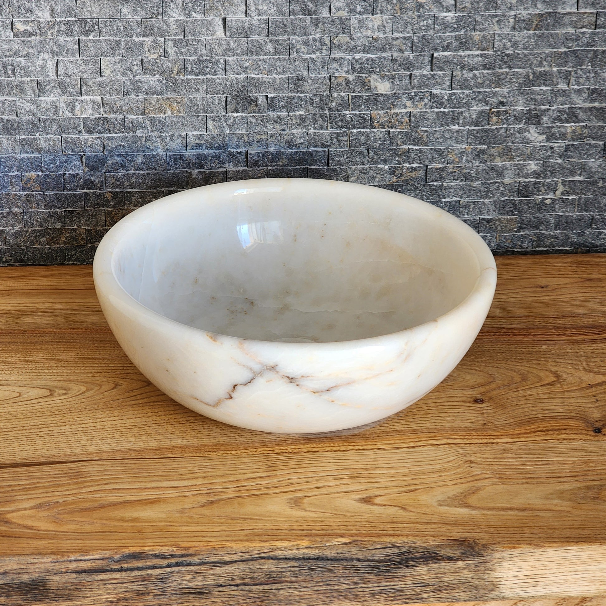 Solid White Marble Vessel Sink - Hand-Carved Natural Stone Basin