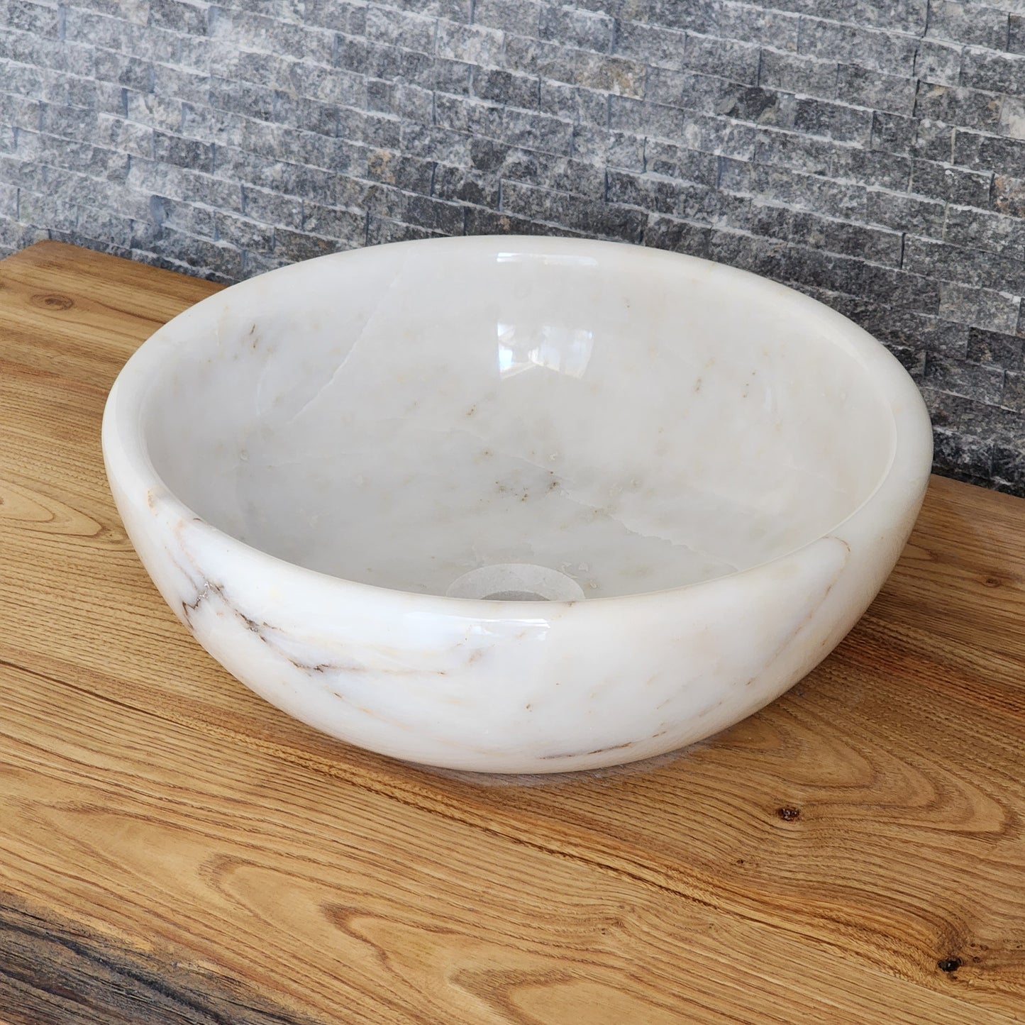 Solid White Marble Vessel Sink - Hand-Carved Natural Stone Basin