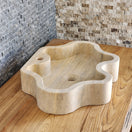 Switch Hand-Carved Travertine Vessel Sink – Organic Wavy Edge Natural Stone Basin 2 image